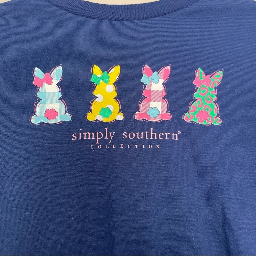 Simply Southern Navy Tee with Colorful Bunny Row - Picture 2 of 5
